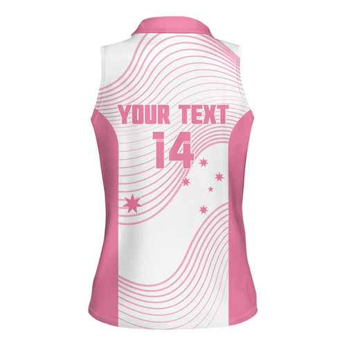 Custom Bowls Australia Breast Cancer Women Sleeveless Polo Shirt Pink Ribbon Curve Sporty - Aussie Hoodie