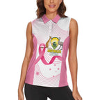 Custom Bowls Australia Breast Cancer Women Sleeveless Polo Shirt Pink Ribbon Curve Sporty - Aussie Hoodie