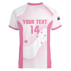 Custom Bowls Australia Breast Cancer Women V-Neck T-Shirt Pink Ribbon Curve Sporty - Aussie Hoodie
