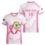 Custom Bowls Australia Breast Cancer Women V-Neck T-Shirt Pink Ribbon Curve Sporty - Aussie Hoodie