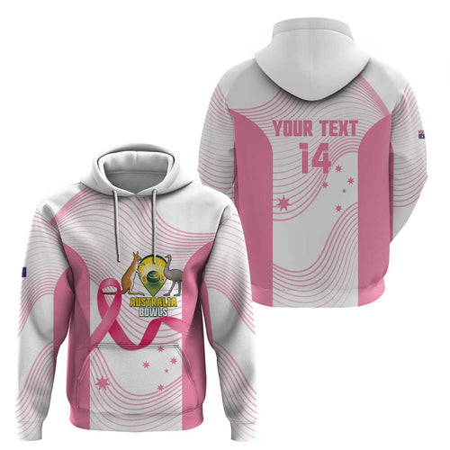 Custom Bowls Australia Breast Cancer Zip Hoodie Pink Ribbon Curve Sporty - Aussie Hoodie