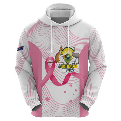 Custom Bowls Australia Breast Cancer Zip Hoodie Pink Ribbon Curve Sporty - Aussie Hoodie