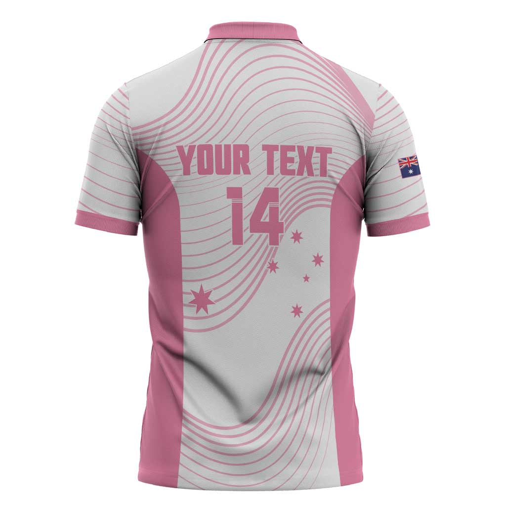 Custom Bowls Australia Breast Cancer Zipper Polo Shirt Pink Ribbon Curve Sporty - Aussie Hoodie