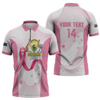 Custom Bowls Australia Breast Cancer Zipper Polo Shirt Pink Ribbon Curve Sporty - Aussie Hoodie