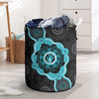Australia Ovarian Cancer Awareness Laundry Basket Brave Strong Teal Ribbon Aboriginal Art - Aussie Hoodie