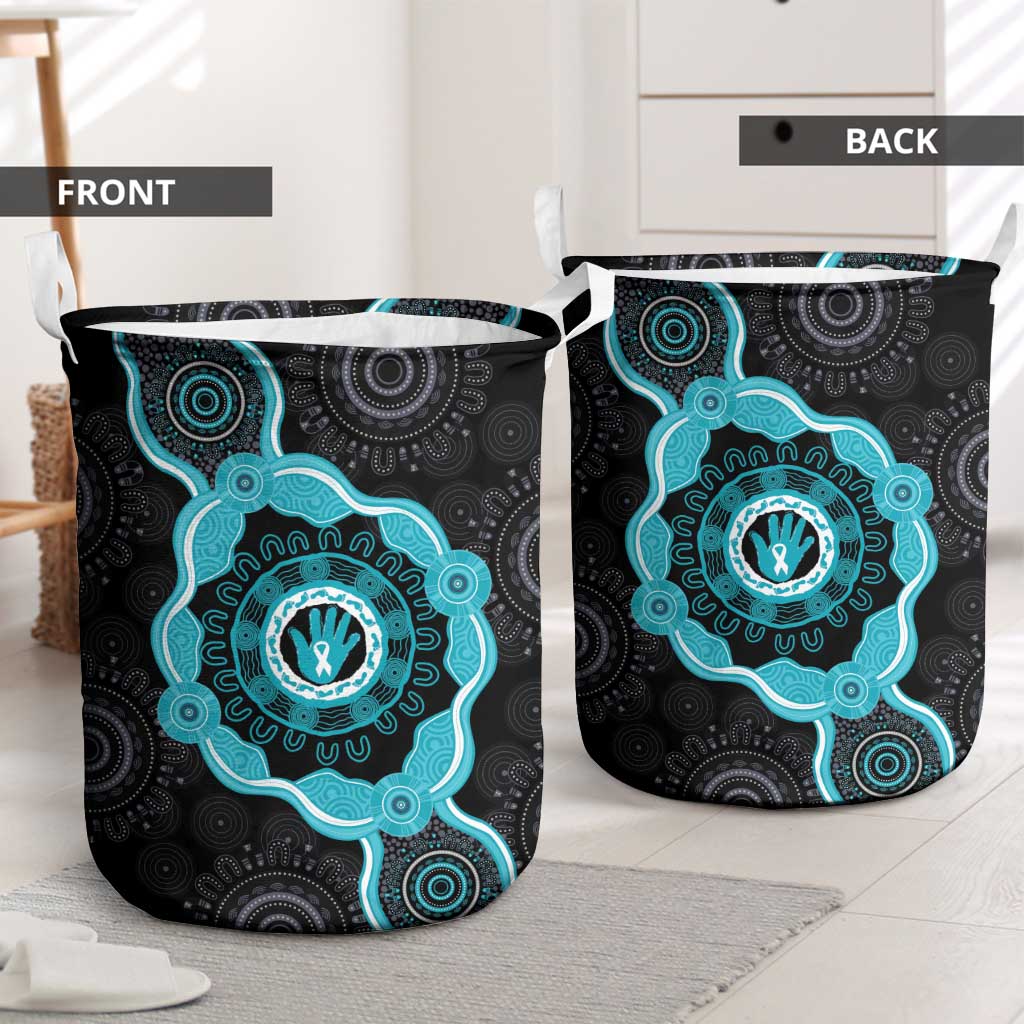 Australia Ovarian Cancer Awareness Laundry Basket Brave Strong Teal Ribbon Aboriginal Art - Aussie Hoodie