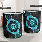 Australia Ovarian Cancer Awareness Laundry Basket Brave Strong Teal Ribbon Aboriginal Art - Aussie Hoodie