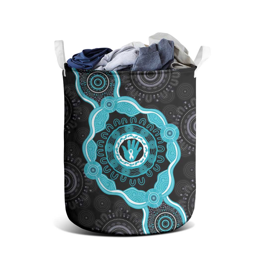 Australia Ovarian Cancer Awareness Laundry Basket Brave Strong Teal Ribbon Aboriginal Art - Aussie Hoodie