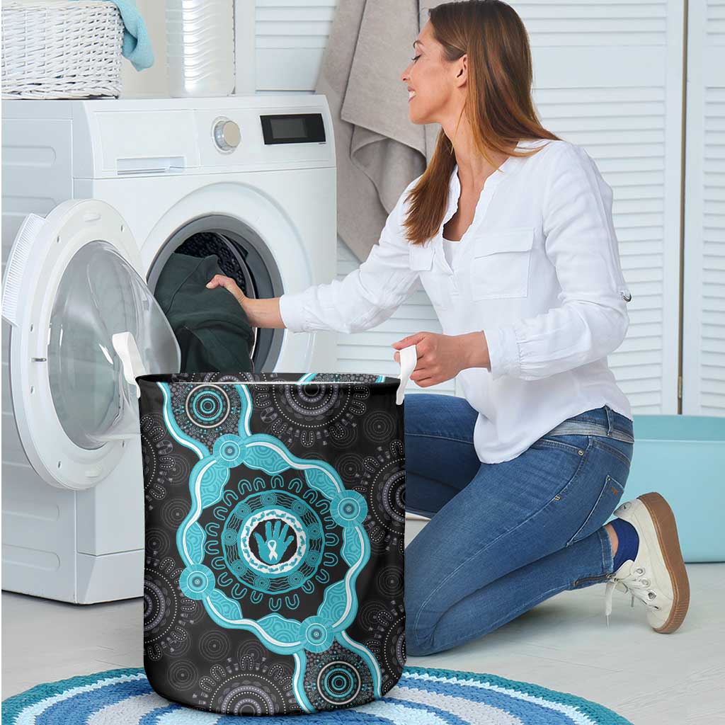 Australia Ovarian Cancer Awareness Laundry Basket Brave Strong Teal Ribbon Aboriginal Art - Aussie Hoodie