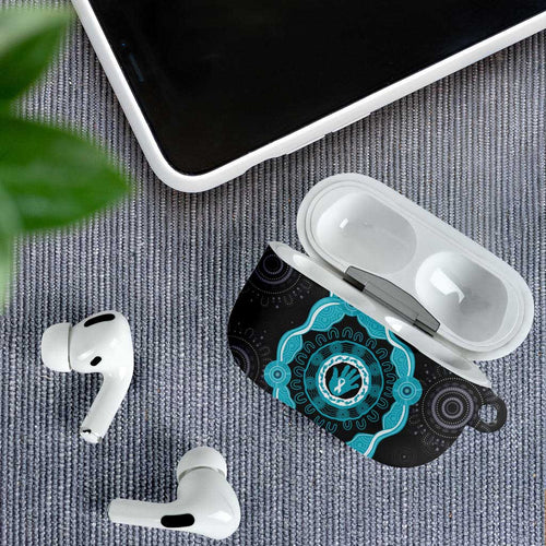 Australia Ovarian Cancer Awareness AirPods Case Brave Strong Teal Ribbon Aboriginal Art - Aussie Hoodie