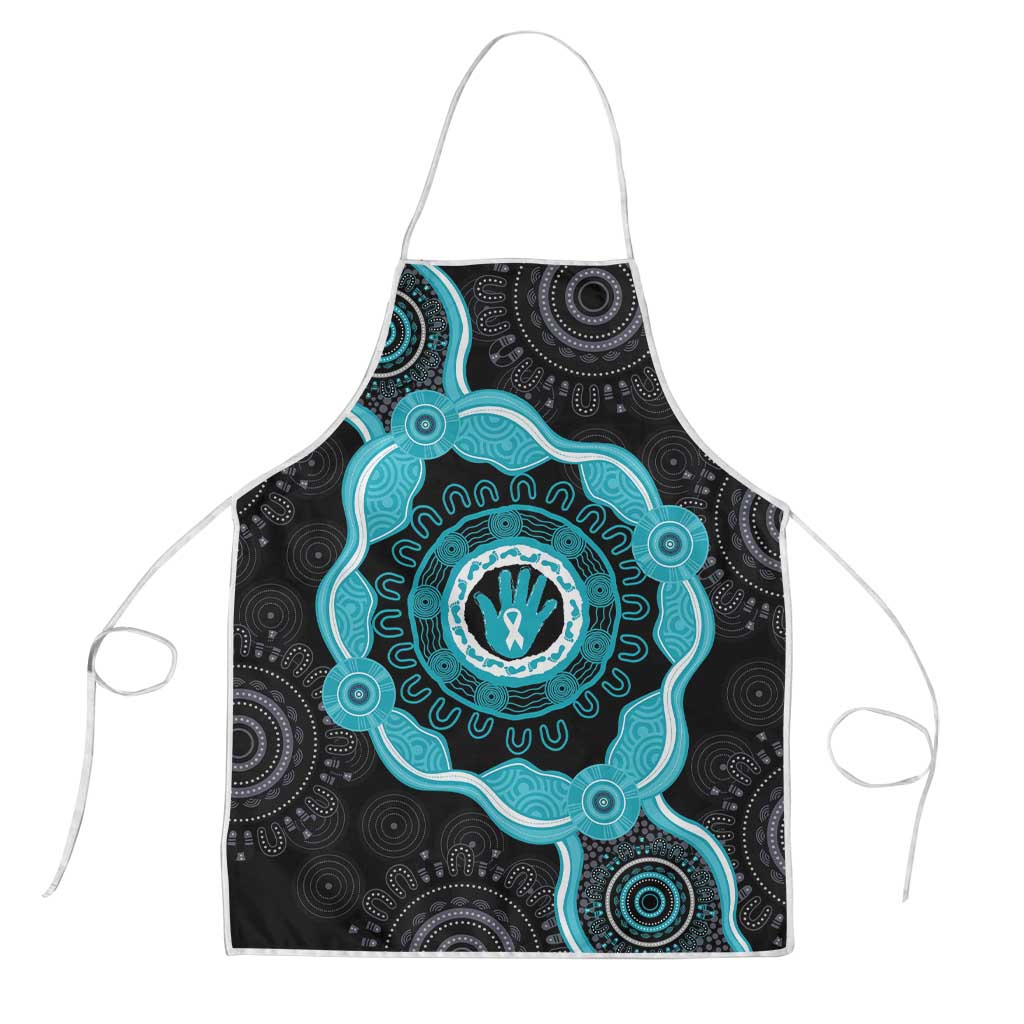 Australia Ovarian Cancer Awareness Apron Brave Strong Teal Ribbon Aboriginal Art - Aussie Hoodie