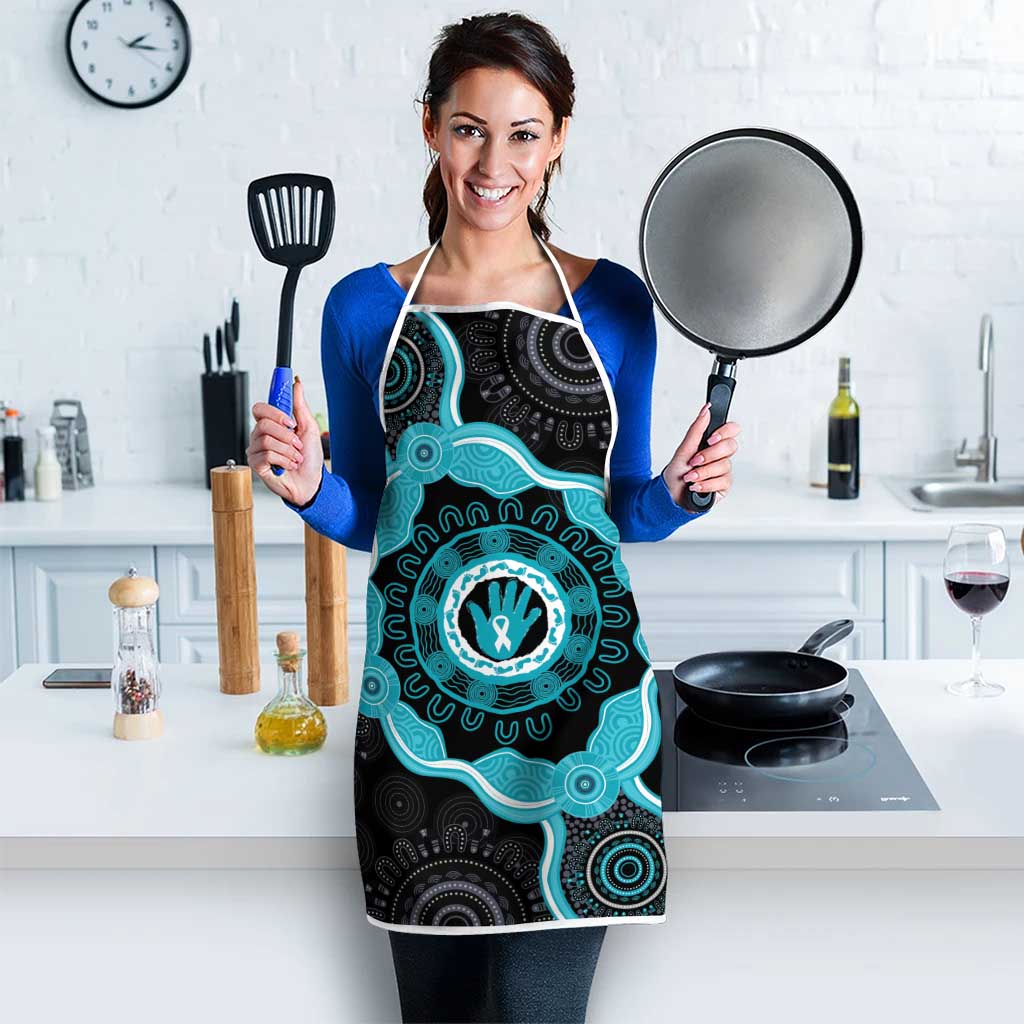 Australia Ovarian Cancer Awareness Apron Brave Strong Teal Ribbon Aboriginal Art - Aussie Hoodie