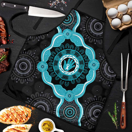 Australia Ovarian Cancer Awareness Apron Brave Strong Teal Ribbon Aboriginal Art - Aussie Hoodie