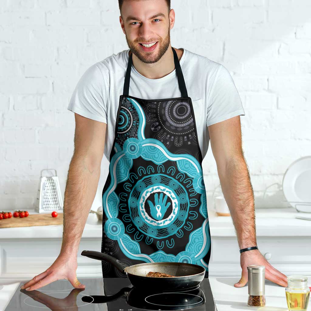 Australia Ovarian Cancer Awareness Apron Brave Strong Teal Ribbon Aboriginal Art - Aussie Hoodie