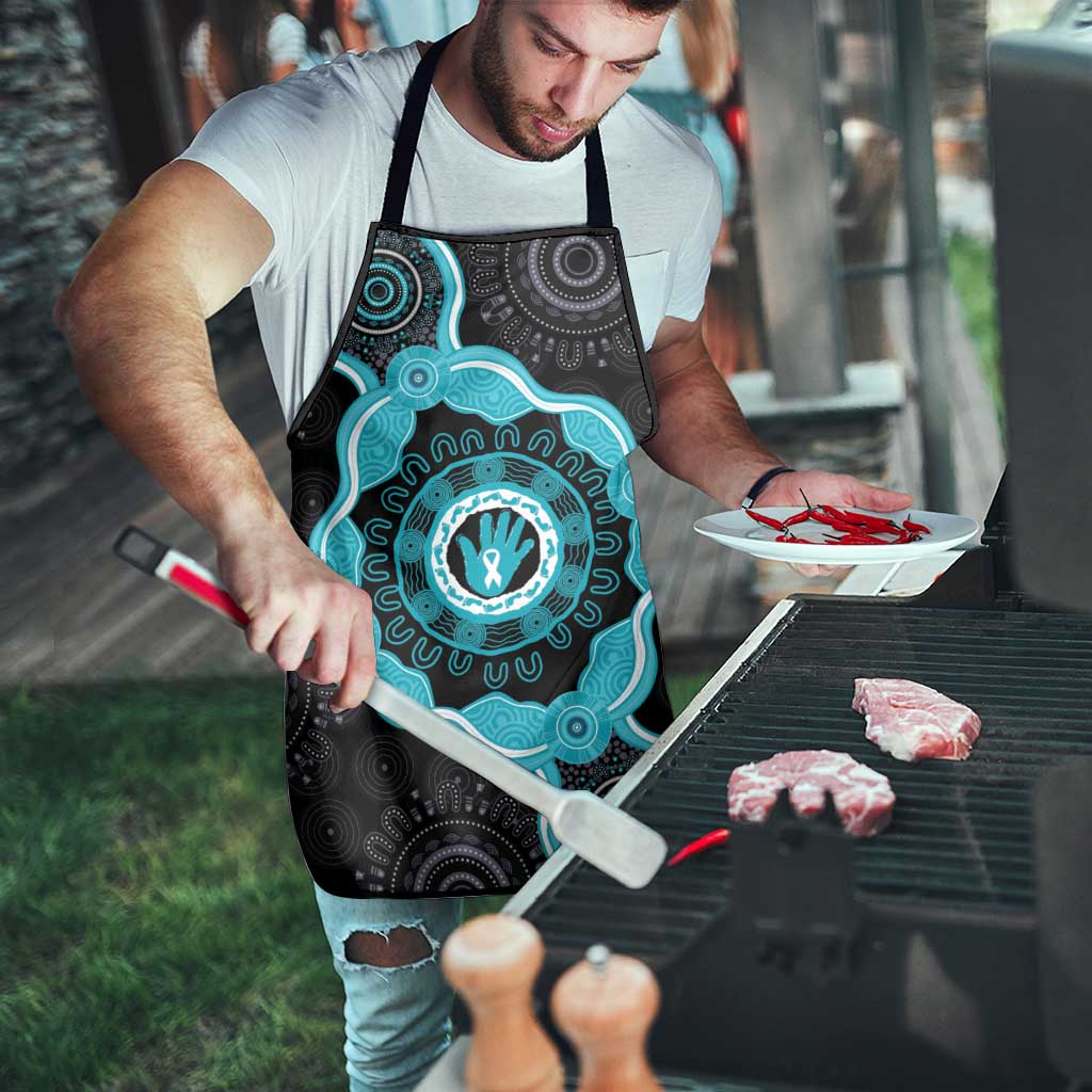 Australia Ovarian Cancer Awareness Apron Brave Strong Teal Ribbon Aboriginal Art - Aussie Hoodie