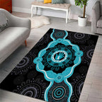 Australia Ovarian Cancer Awareness Area Rug Brave Strong Teal Ribbon Aboriginal Art - Aussie Hoodie