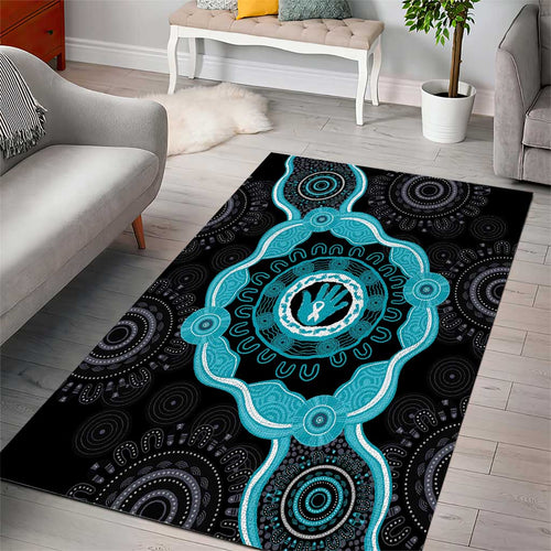 Australia Ovarian Cancer Awareness Area Rug Brave Strong Teal Ribbon Aboriginal Art - Aussie Hoodie