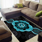 Australia Ovarian Cancer Awareness Area Rug Brave Strong Teal Ribbon Aboriginal Art - Aussie Hoodie