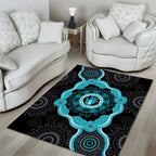 Australia Ovarian Cancer Awareness Area Rug Brave Strong Teal Ribbon Aboriginal Art - Aussie Hoodie