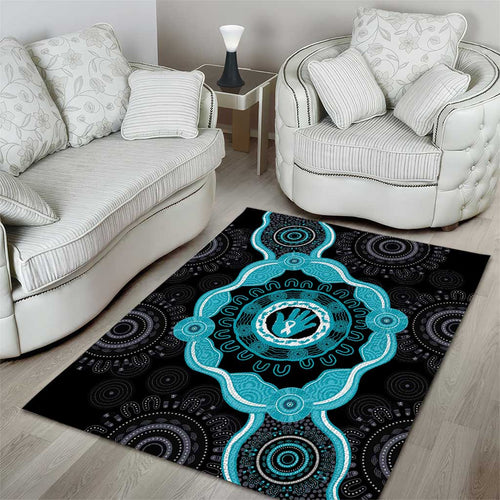 Australia Ovarian Cancer Awareness Area Rug Brave Strong Teal Ribbon Aboriginal Art - Aussie Hoodie