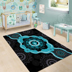 Australia Ovarian Cancer Awareness Area Rug Brave Strong Teal Ribbon Aboriginal Art - Aussie Hoodie