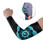 Australia Ovarian Cancer Awareness Arm Sleeves Brave Strong Teal Ribbon Aboriginal Art - Aussie Hoodie