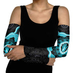 Australia Ovarian Cancer Awareness Arm Sleeves Brave Strong Teal Ribbon Aboriginal Art - Aussie Hoodie