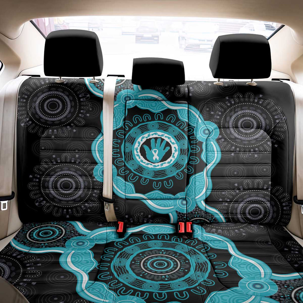 Australia Ovarian Cancer Awareness Back Car Seat Cover Brave Strong Teal Ribbon Aboriginal Art - Aussie Hoodie
