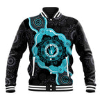 Australia Ovarian Cancer Awareness Baseball Jacket Brave Strong Teal Ribbon Aboriginal Art - Aussie Hoodie