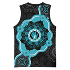 Australia Ovarian Cancer Awareness Basketball Jersey Brave Strong Teal Ribbon Aboriginal Art - Aussie Hoodie