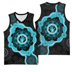 Australia Ovarian Cancer Awareness Basketball Jersey Brave Strong Teal Ribbon Aboriginal Art - Aussie Hoodie