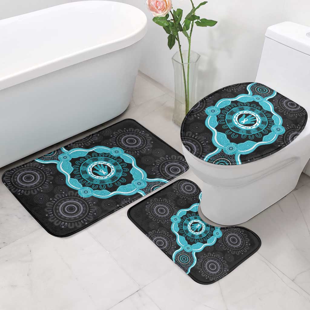 Australia Ovarian Cancer Awareness Bathroom Set Brave Strong Teal Ribbon Aboriginal Art - Aussie Hoodie