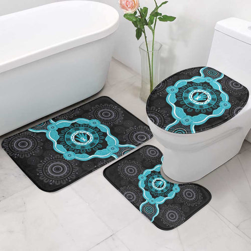 Australia Ovarian Cancer Awareness Bathroom Set Brave Strong Teal Ribbon Aboriginal Art - Aussie Hoodie