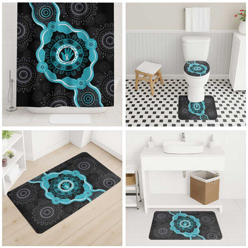 Australia Ovarian Cancer Awareness Bathroom Set Brave Strong Teal Ribbon Aboriginal Art - Aussie Hoodie