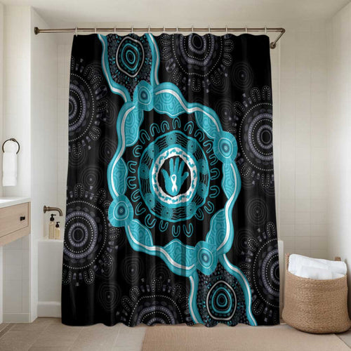 Australia Ovarian Cancer Awareness Bathroom Set Brave Strong Teal Ribbon Aboriginal Art - Aussie Hoodie
