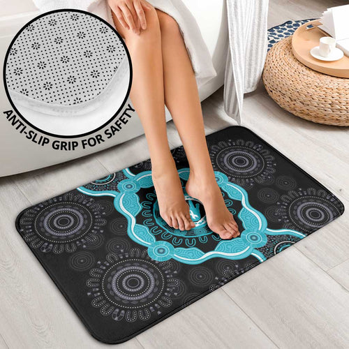 Australia Ovarian Cancer Awareness Bathroom Set Brave Strong Teal Ribbon Aboriginal Art - Aussie Hoodie