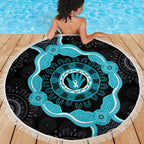 Australia Ovarian Cancer Awareness Beach Blanket Brave Strong Teal Ribbon Aboriginal Art - Aussie Hoodie