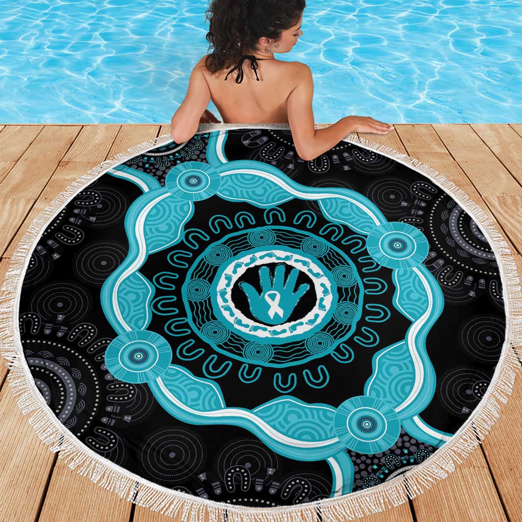 Australia Ovarian Cancer Awareness Beach Blanket Brave Strong Teal Ribbon Aboriginal Art - Aussie Hoodie