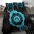 Australia Ovarian Cancer Awareness Bedding Set Brave Strong Teal Ribbon Aboriginal Art - Aussie Hoodie