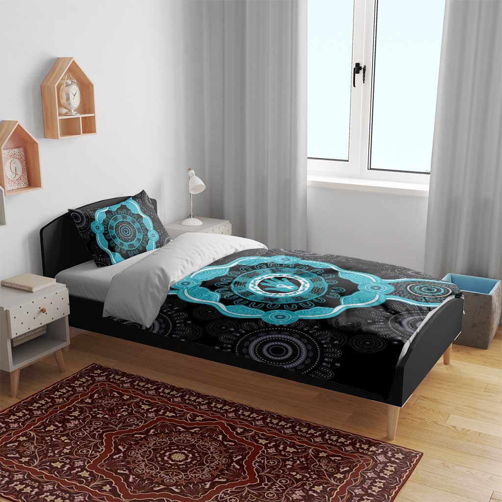 Australia Ovarian Cancer Awareness Bedding Set Brave Strong Teal Ribbon Aboriginal Art - Aussie Hoodie