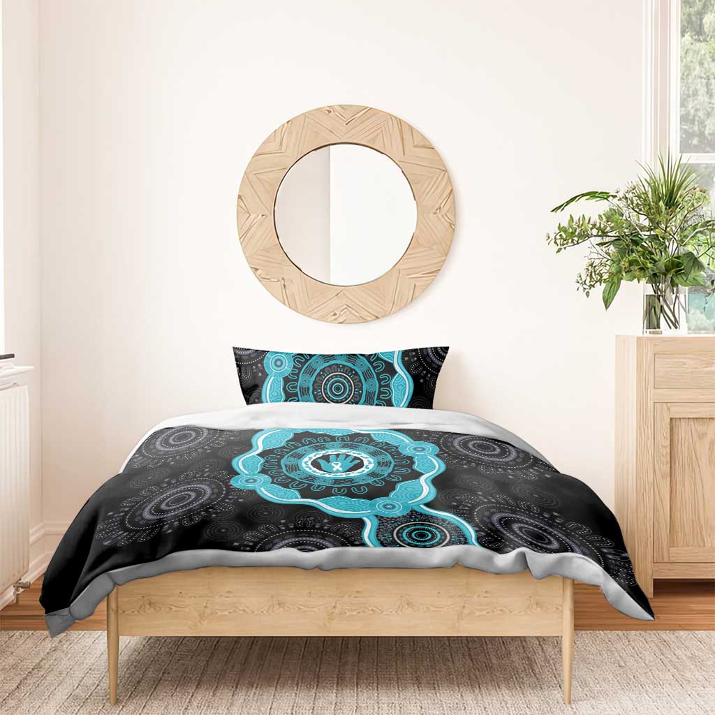 Australia Ovarian Cancer Awareness Bedding Set Brave Strong Teal Ribbon Aboriginal Art - Aussie Hoodie