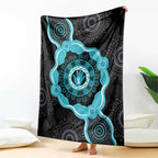 Australia Ovarian Cancer Awareness Blanket Brave Strong Teal Ribbon Aboriginal Art - Aussie Hoodie