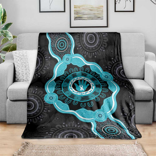 Australia Ovarian Cancer Awareness Blanket Brave Strong Teal Ribbon Aboriginal Art - Aussie Hoodie