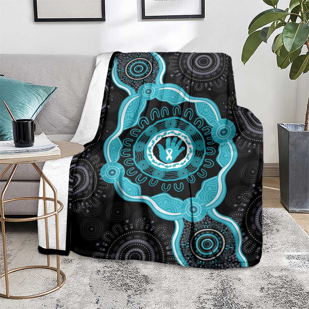 Australia Ovarian Cancer Awareness Blanket Brave Strong Teal Ribbon Aboriginal Art - Aussie Hoodie