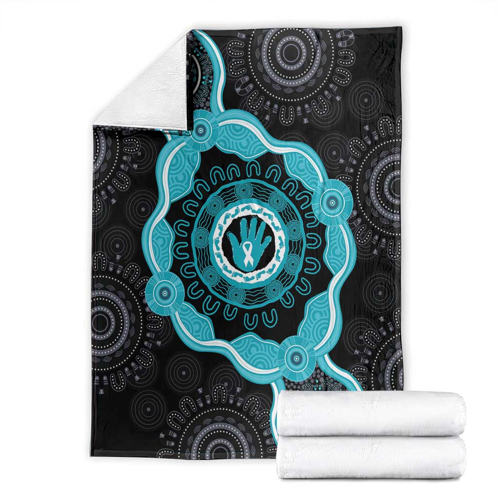 Australia Ovarian Cancer Awareness Blanket Brave Strong Teal Ribbon Aboriginal Art - Aussie Hoodie
