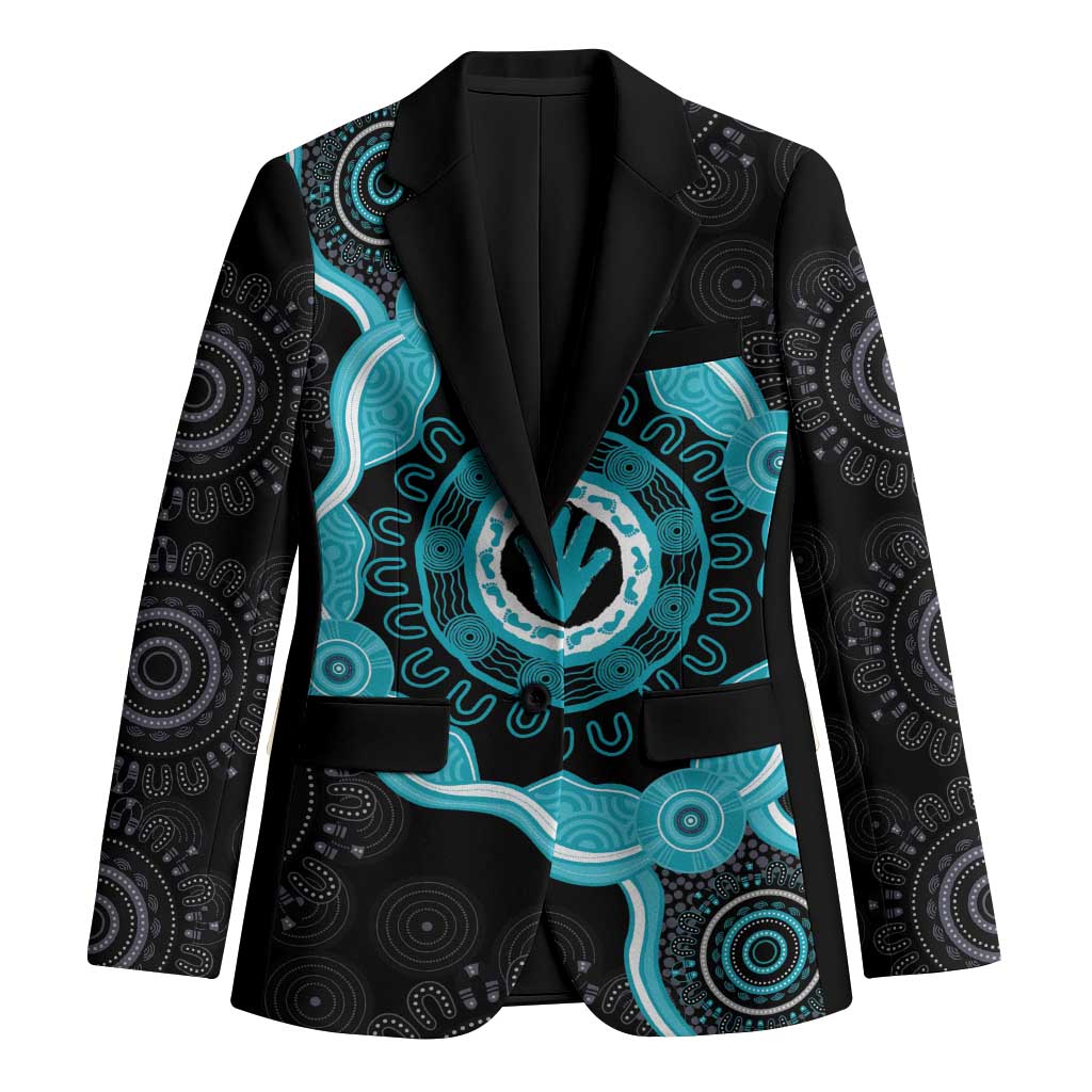 Australia Ovarian Cancer Awareness Blazer Brave Strong Teal Ribbon Aboriginal Art - Aussie Hoodie