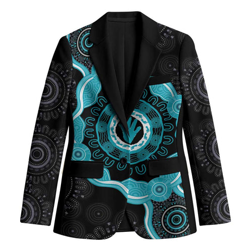 Australia Ovarian Cancer Awareness Blazer Brave Strong Teal Ribbon Aboriginal Art - Aussie Hoodie