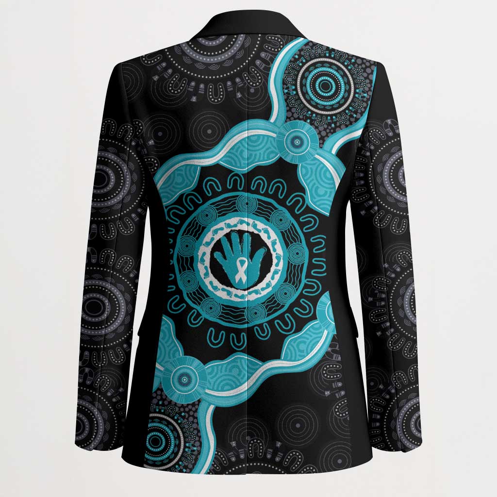 Australia Ovarian Cancer Awareness Blazer Brave Strong Teal Ribbon Aboriginal Art - Aussie Hoodie