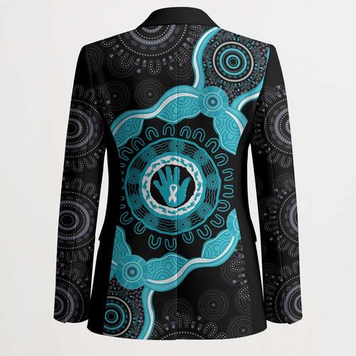 Australia Ovarian Cancer Awareness Blazer Brave Strong Teal Ribbon Aboriginal Art - Aussie Hoodie