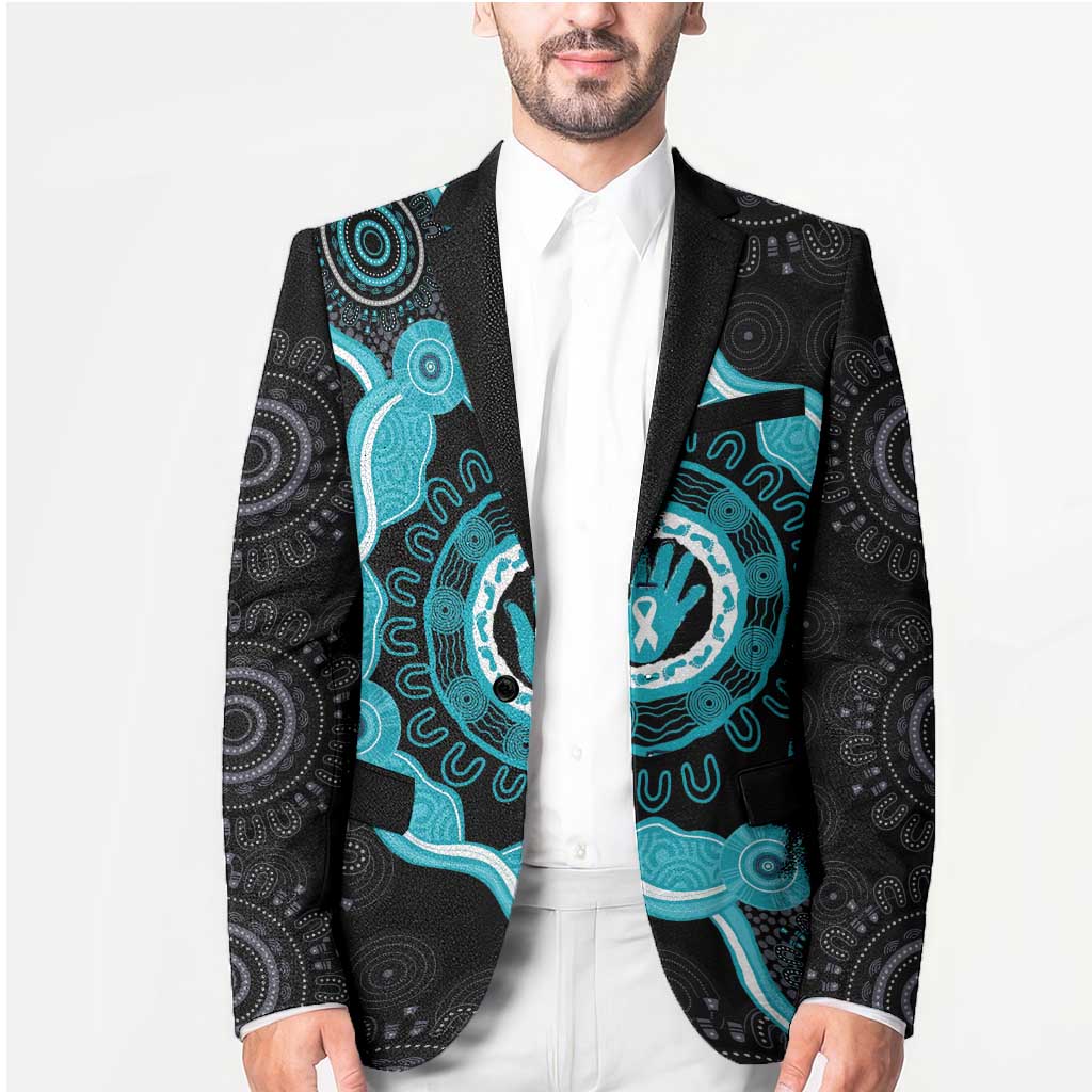 Australia Ovarian Cancer Awareness Blazer Brave Strong Teal Ribbon Aboriginal Art - Aussie Hoodie